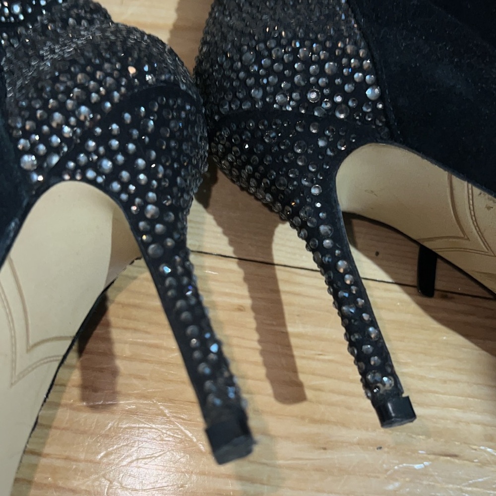Enzo Angiolini Black and Silver Heeled Boots - Picture 3 of 8